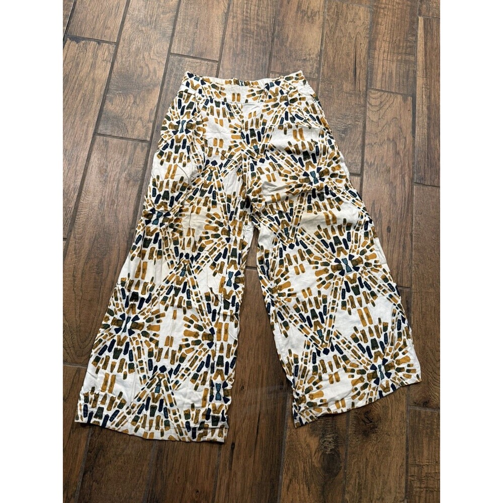 Free People Over Under Linen Blend Boho Wide Leg Pants Ivory Women’s S